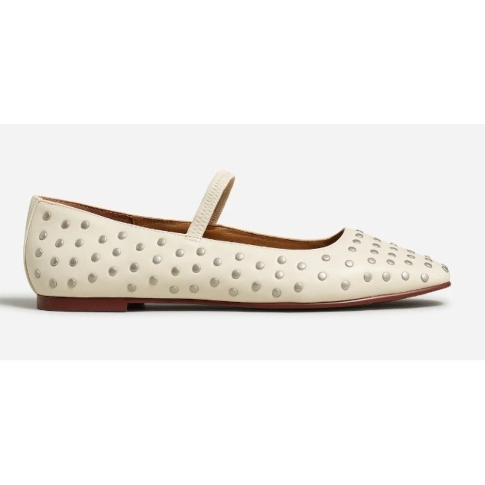 Madewell Greta Ballet Flat Off White Studded Jane Shoes Women Size 6.5 - Picture 2 of 12